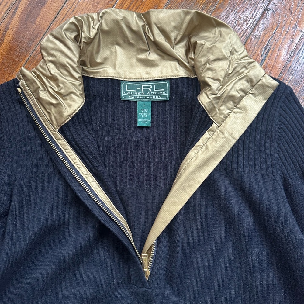 by Ralph Lauren Black Sweater with Gold Trim
